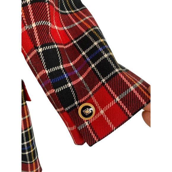 Vintage 90s Doncaster Red Plaid Wool Blazer Jacket Size 8 Button Lined RFF10659 - Picture 8 of 8